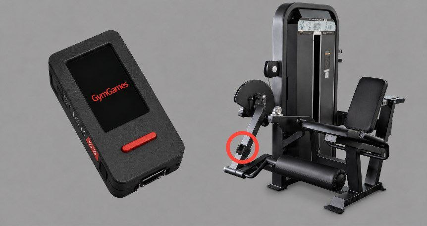GymGames sensor clipped onto gym machine